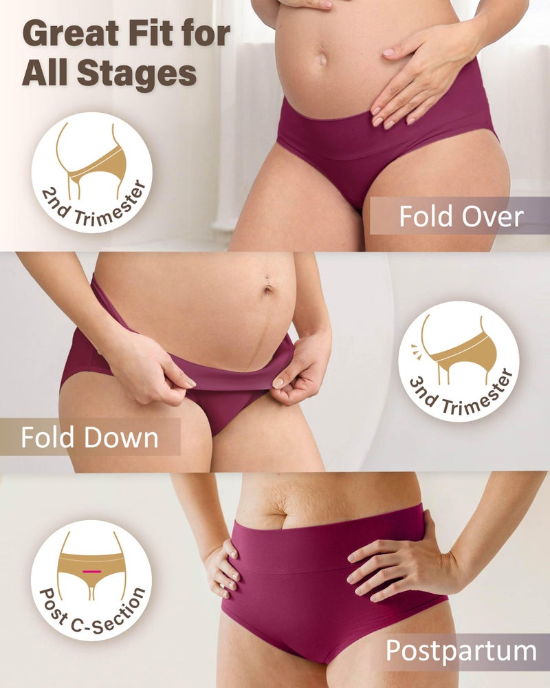 Intimate Portal Maternity Underwear Cotton Pregnancy Postpartum Panties Foldable Under the Bump Briefs 6 Pack Epitome L - Image 3