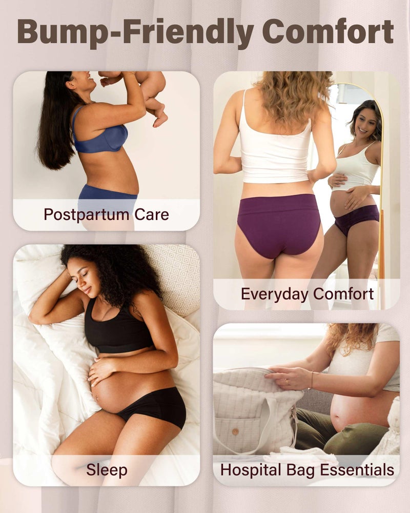 Intimate Portal Maternity Underwear Cotton Pregnancy Postpartum Panties Foldable Under the Bump Briefs 6 Pack Epitome L - Image 5