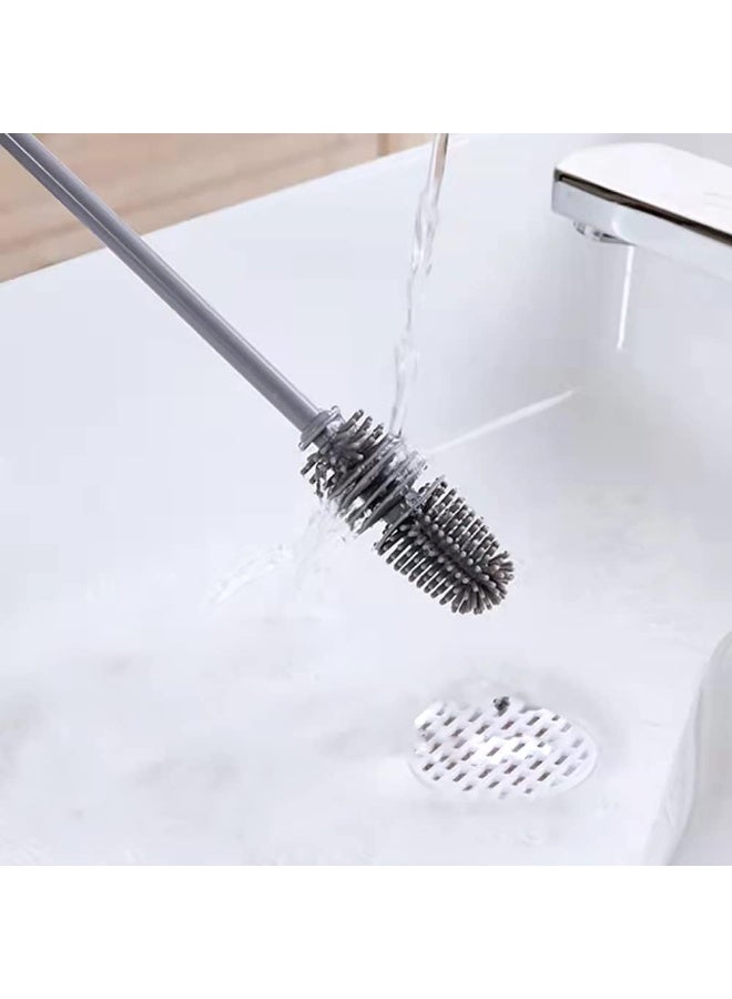 Silicone Bottle Brush 3pcs, Long Handle Bottle Cleaner, 13" Bottle Cleaning Brush for Flasks, Vacuum Sports Bottles, Vases and Glassware (Grey) - Image 2