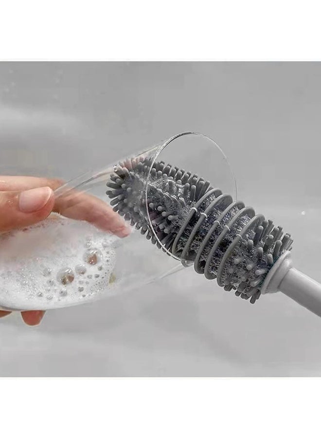 Silicone Bottle Brush 3pcs, Long Handle Bottle Cleaner, 13" Bottle Cleaning Brush for Flasks, Vacuum Sports Bottles, Vases and Glassware (Grey) - Image 3