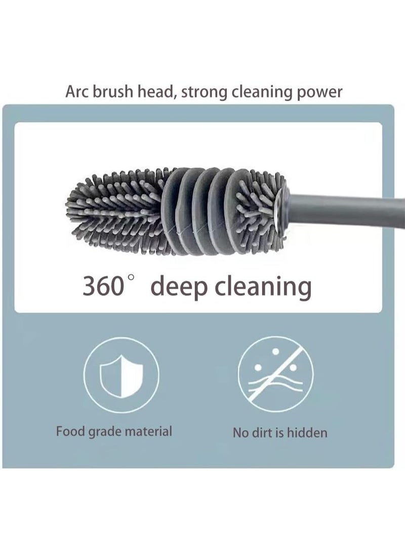 Silicone Bottle Brush 3pcs, Long Handle Bottle Cleaner, 13" Bottle Cleaning Brush for Flasks, Vacuum Sports Bottles, Vases and Glassware (Grey) - Image 5