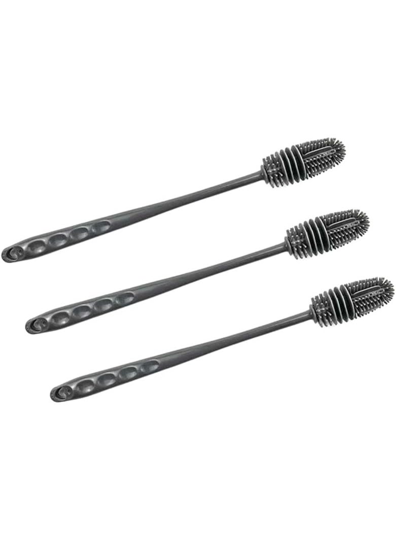Silicone Bottle Brush 3pcs, Long Handle Bottle Cleaner, 13" Bottle Cleaning Brush for Flasks, Vacuum Sports Bottles, Vases and Glassware (Grey) - Image 1