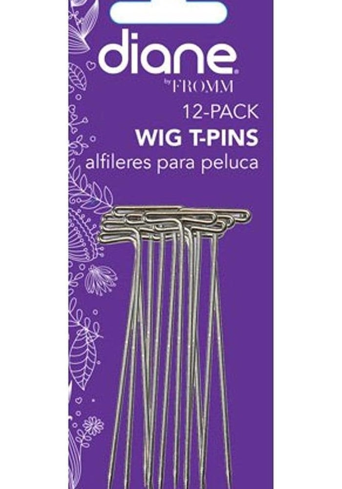 Diane 12-Pack Wig T-Pins - 2" Long Silver Pins for Wig Styling - Total of 72 Pins