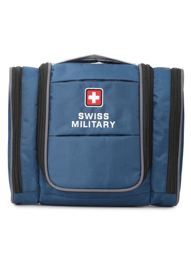 SWISS MILITARY - Swiss Military Toiletry Bag for Men, Women| Makeup Pouch for Travelling, Travel Organizer, Water Resistant, Premium Polyester, Multiple Compartments with Quick Access Pocket, Durable Zippers,Blue,1 - Image 1