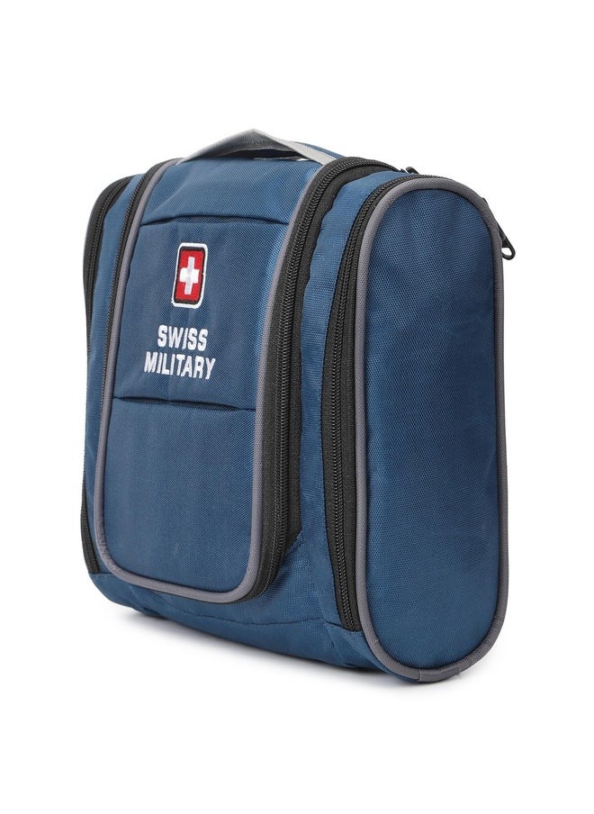 SWISS MILITARY - Swiss Military Toiletry Bag for Men, Women| Makeup Pouch for Travelling, Travel Organizer, Water Resistant, Premium Polyester, Multiple Compartments with Quick Access Pocket, Durable Zippers,Blue,1 - Image 1