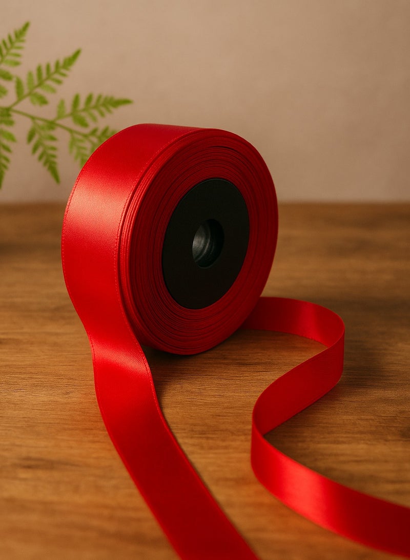 ميلز شريط ساتان أحمر - ٢.٥ سم × ٢٥ ياردة | شريط زخرفي للحرف اليدوية وتغليف الهدايا - Image 1