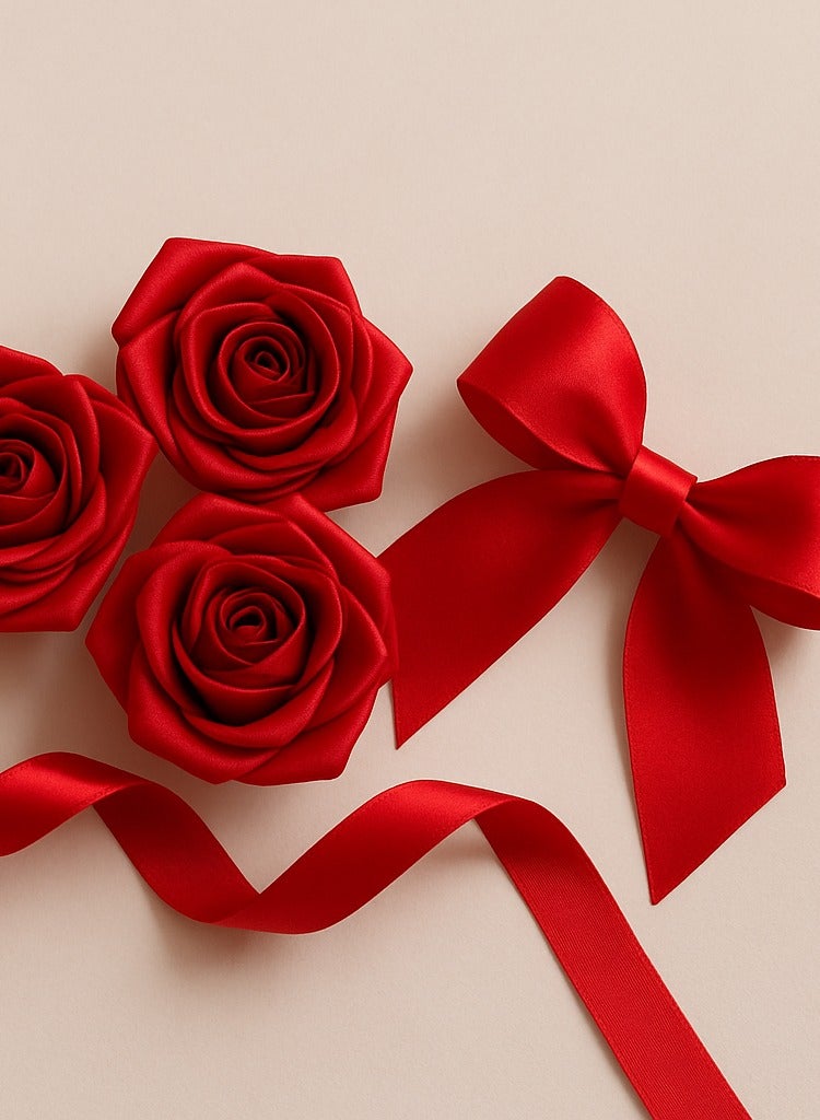 ميلز شريط ساتان أحمر - ٢.٥ سم × ٢٥ ياردة | شريط زخرفي للحرف اليدوية وتغليف الهدايا - Image 2