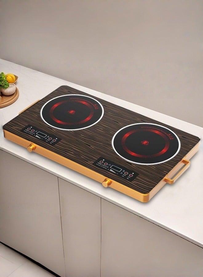 SILVER CREST Double Infrared Cooktop,3500W 2 Burner Electric Stove with 4-digit LED Display, Touch Sensor Control, 5 Cooking Modes, 12 Power Levels, 4-Hour Timer, Micro Crystal Plate, Overheat Protection, Universal Pot Compatibility - Image 1