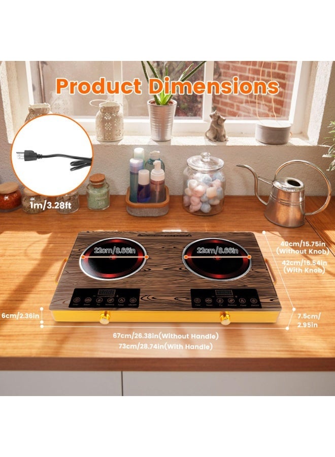 SILVER CREST Double Infrared Cooktop,3500W 2 Burner Electric Stove with 4-digit LED Display, Touch Sensor Control, 5 Cooking Modes, 12 Power Levels, 4-Hour Timer, Micro Crystal Plate, Overheat Protection, Universal Pot Compatibility - Image 4