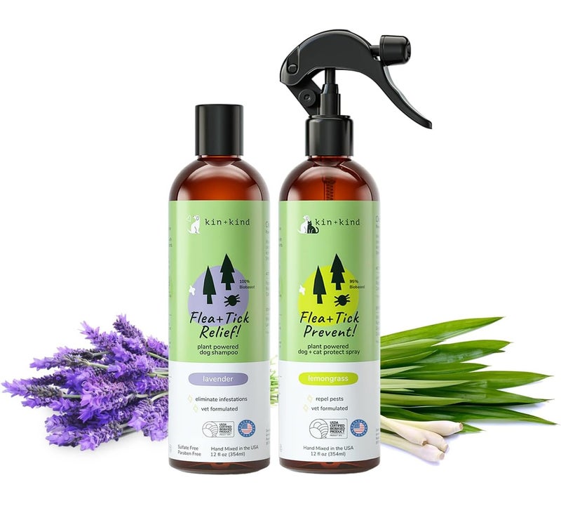 Kin+Kind Flea Tick Protection Kit (Lavender Shampoo - Lemongrass Spray) - Image 1