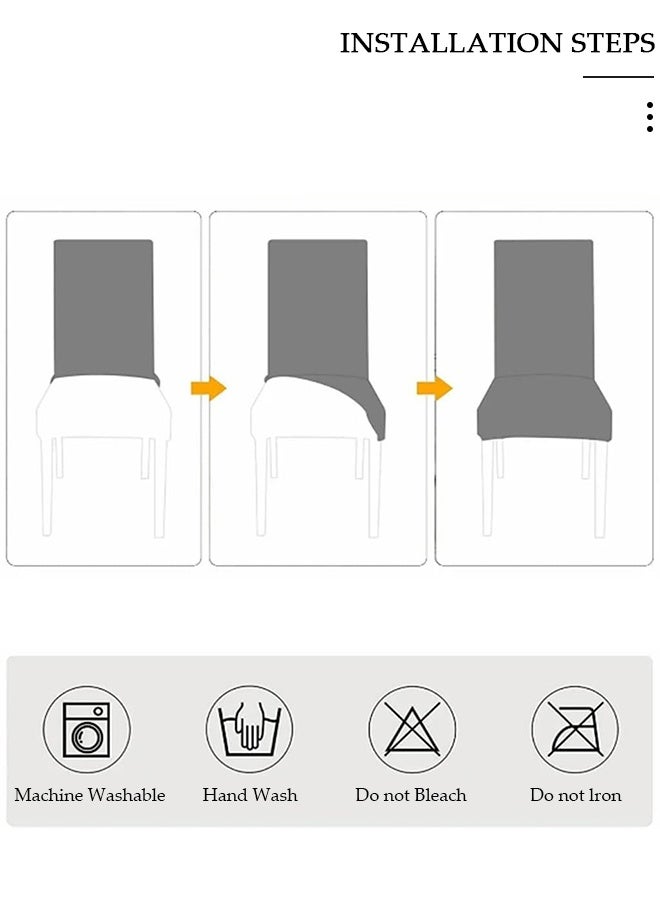 DUNISO 4 Packs Chair Covers, Stretch Jacquard Dining Chair Slipcovers, Removable Washable Chair Protector, Elastic Chair Protector Seat Covers for Hotel Dining Room Ceremony Banquet Wedding Party - Image 4