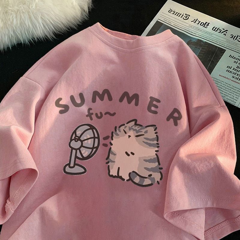 Cartoon Short-Sleeved T-Shirt Oversize Design Sense Niche American Loose All-Match Half-Sleeved Top Ins - Image 5