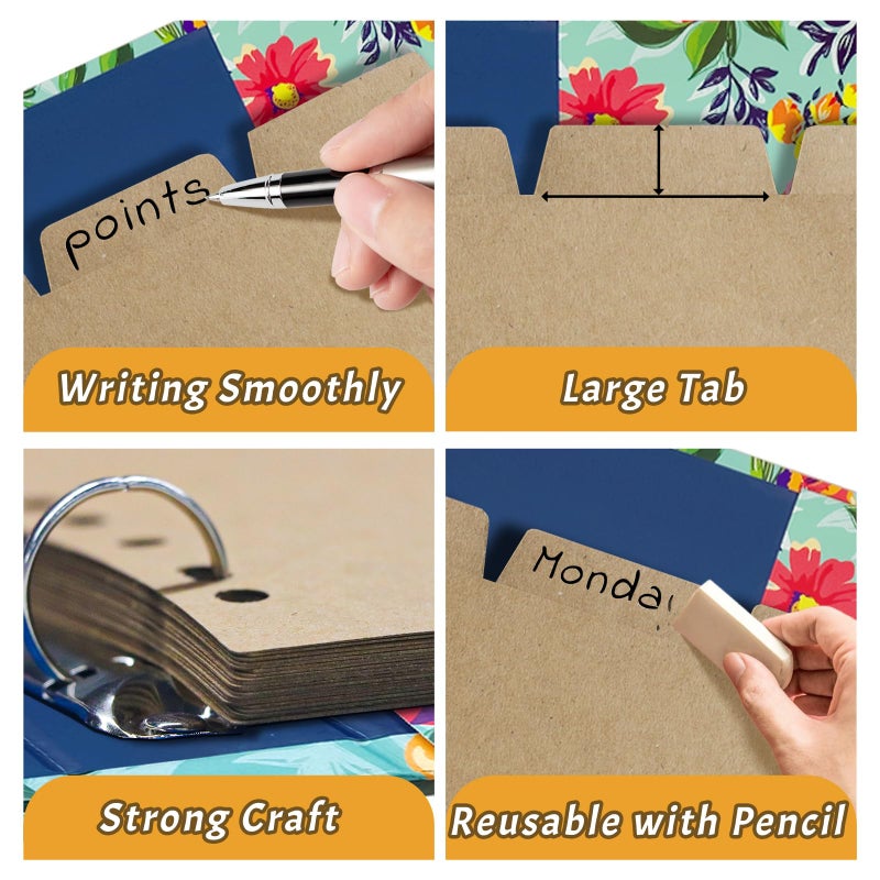 Kidepoch Kraft Binder Dividers,8.5 x 11 inches Binder Dividers with 5 Tabs, 20 Sheets Tab Dividers for 2/3/4 Ring Binder, Great for School Office Home Files Organizing - Image 4