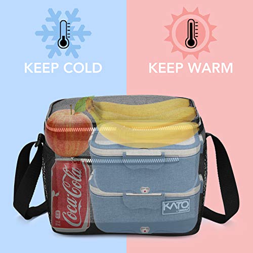 Tirrinia Insulated Lunch Box for Men/Women, Leakproof Lunch Bag for School Work, Large Lunch Tote Kids Boys Girls Student Back to School, Soft Cooler Office Picnic Beach Camping for Adults,Dark Grey - Image 2