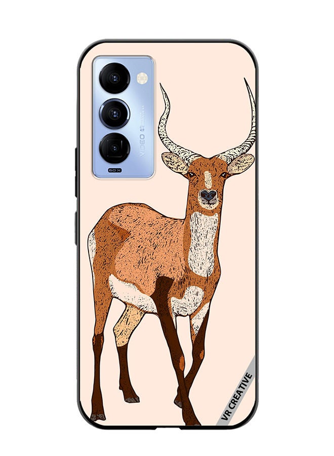 VR CREATIVE Protective Case Cover For Tecno Camon 18/18 P Red Lechwe, Deer Engraved Design Multicolour - Image 1