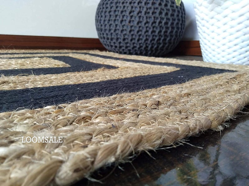 AROMICK Live Beautiful Handwoven Jute Rectangular Shape Rug Reversible Doormat for Bedroom Living Room and Home Decoration for All Seasons 7x10 Feet Natural and Black  - Image 5