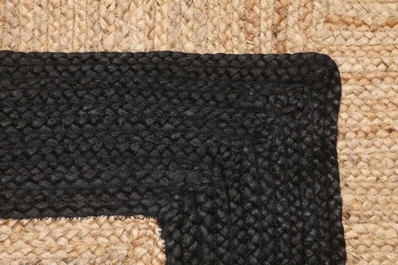 AROMICK Live Beautiful Handwoven Jute Rectangular Shape Rug Reversible Doormat for Bedroom Living Room and Home Decoration for All Seasons 7x10 Feet Natural and Black  - Image 3