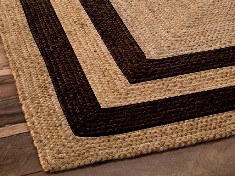 AROMICK Live Beautiful Handwoven Jute Rectangular Shape Rug Reversible Doormat for Bedroom Living Room and Home Decoration for All Seasons 7x10 Feet Natural and Black  - Image 2