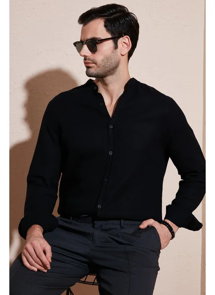 Buratti Cotton Regular Fit Mandarin Collar Shirt Men's Shirt CF25S127702
