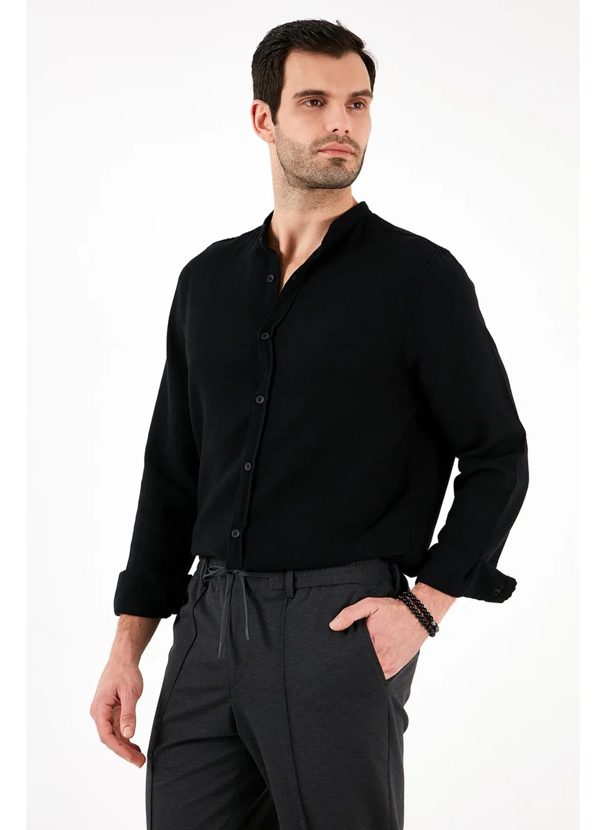 Buratti Cotton Regular Fit Mandarin Collar Shirt Men's Shirt CF25S127702