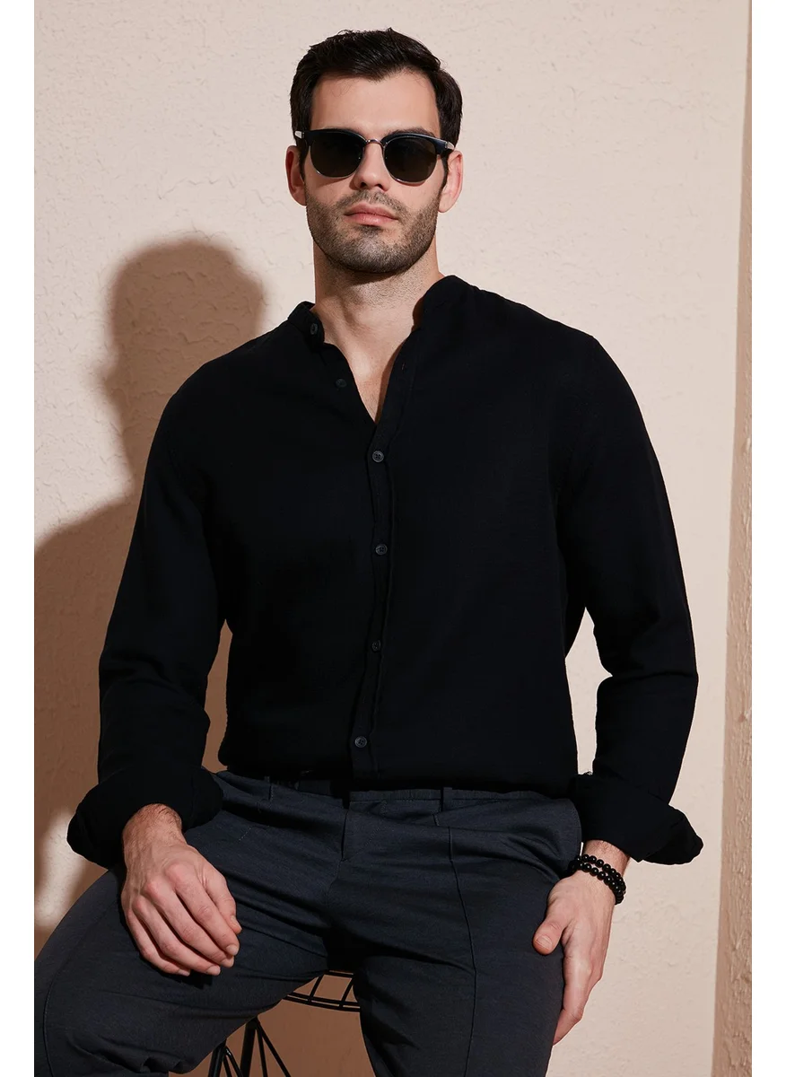 Buratti Cotton Regular Fit Mandarin Collar Shirt Men's Shirt CF25S127702