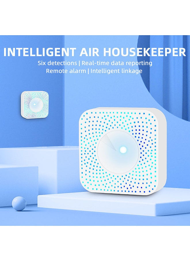 Generic - Tuya Zigbee Intelligent Air Housekeeper 6-in-1 Air Quality Monitor PM2.5/Formaldehyde/TVOC/CO2/Temperature/Humidity Detector for Home Office - Image 1
