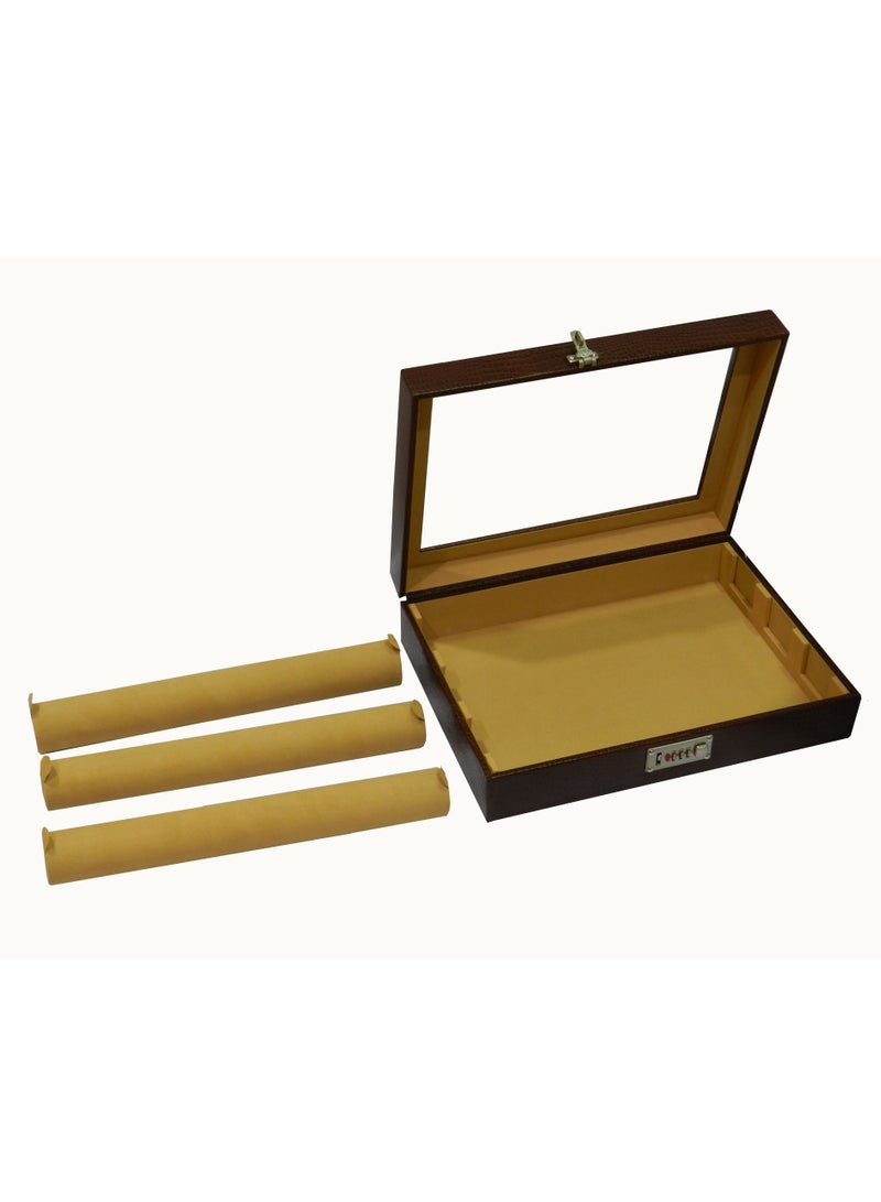LAVERI LEATHER Laveri Genuine Leather Bracelet Jewelry Box with 3 Removable Rolls - Holder Stores Bracelets, Bangles & Watches Bangle Vanity Box REMOVABLE Vanity Box Removable Vanity Box - Image 3