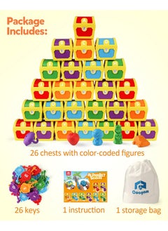 Coogam Coogam Alphabet Learning Toys for Toddlers, 26pcs Surprise Letters Treasure Locks with Keys, Uppercase Lowercase ABC Matching Color Sorting Game, Montessori Fine Motor Skill Gift for 3 4 5 Year Old  - Image 5