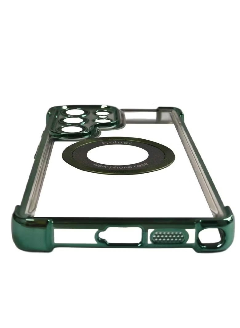 for Samsung Galaxy S25 Ultra Case MagSafe Compatible Military Airbag Shockproof - Electroplated Transparent Slim Thin Cover - Image 2