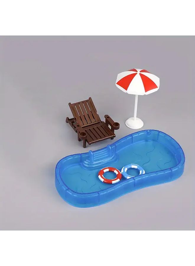 Miniature Swimming Pool Set With Beach Chair Model For Home Decor And Photography Props - Image 5