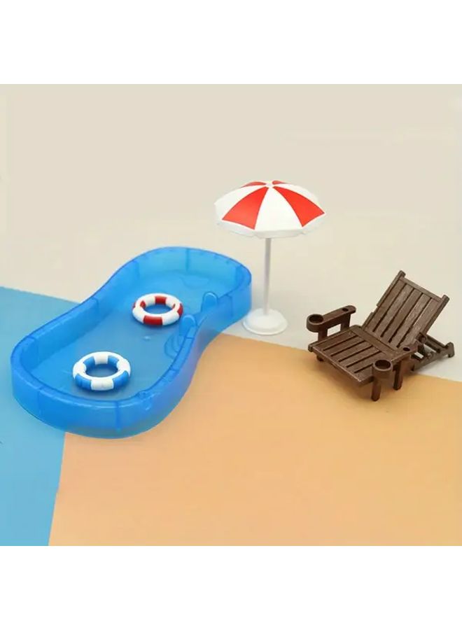 Miniature Swimming Pool Set With Beach Chair Model For Home Decor And Photography Props - Image 3