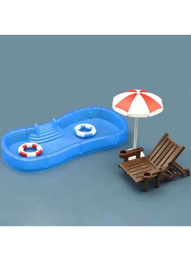 Miniature Swimming Pool Set With Beach Chair Model For Home Decor And Photography Props - Image 2