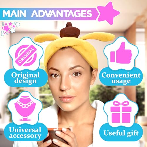LIBERHAUS Yellow Bear Ears Headband – Halloween Chipmunk Ears for Costume Party – Universal Size, Dog Kawaii Headband for Spa - Image 4