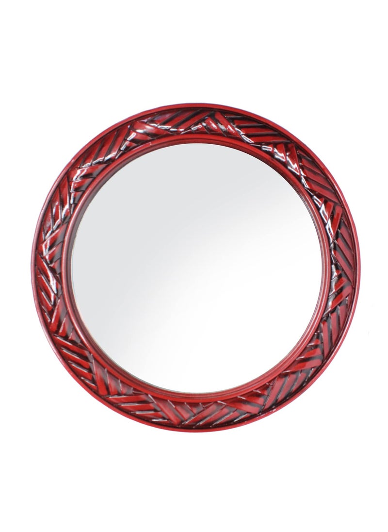Confidence - Confidence Decorative Round Shape Wooden Finishing Mirror for Living Room Wash Basin and Bedroom - Image 1