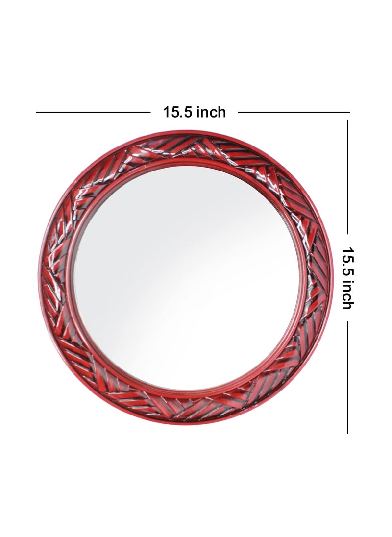 Confidence - Confidence Decorative Round Shape Wooden Finishing Mirror for Living Room Wash Basin and Bedroom - Image 1