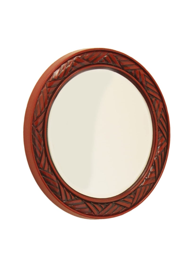 Confidence - Confidence Decorative Round Shape Wooden Finishing Mirror for Living Room Wash Basin and Bedroom - Image 1