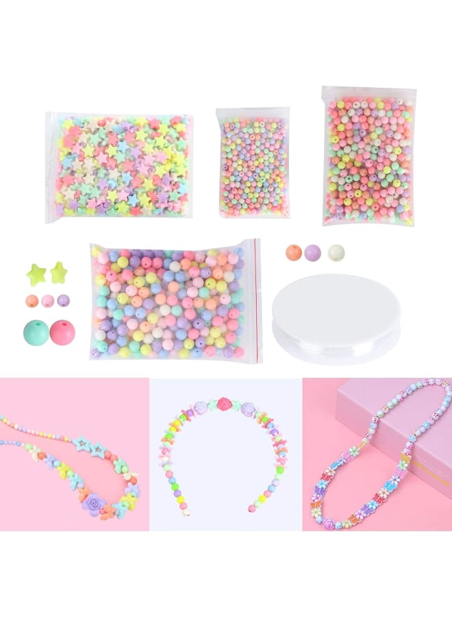 Pastel Colors Plastic Beads, Round Candy Color Acrylic Beads Star Beads Cute Loose Beads for Jewelry Bracelet Making, 6mm/8mm/10mm - Image 4