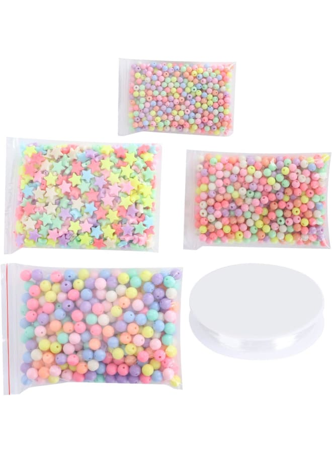 Pastel Colors Plastic Beads, Round Candy Color Acrylic Beads Star Beads Cute Loose Beads for Jewelry Bracelet Making, 6mm/8mm/10mm - Image 5