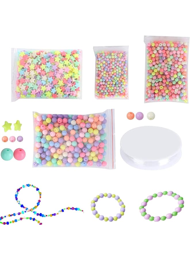 Pastel Colors Plastic Beads, Round Candy Color Acrylic Beads Star Beads Cute Loose Beads for Jewelry Bracelet Making, 6mm/8mm/10mm - Image 1