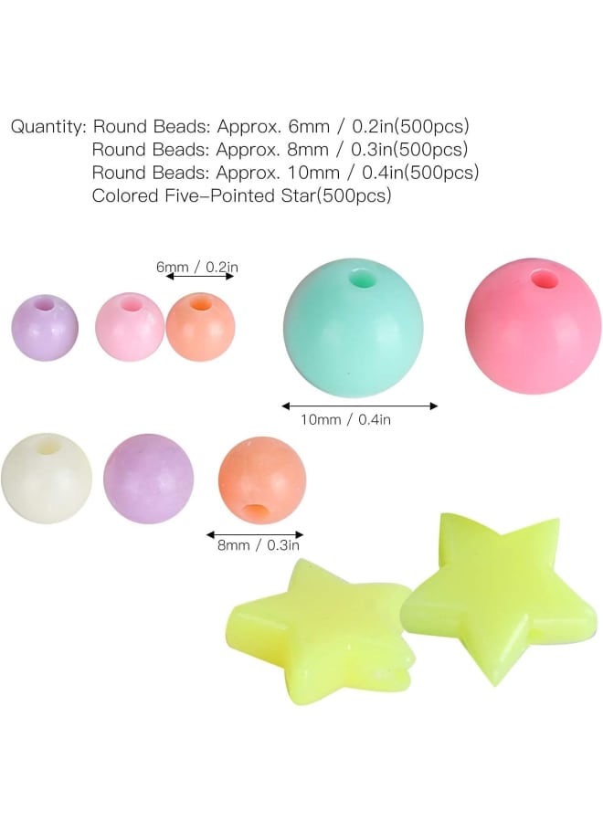 Pastel Colors Plastic Beads, Round Candy Color Acrylic Beads Star Beads Cute Loose Beads for Jewelry Bracelet Making, 6mm/8mm/10mm - Image 3