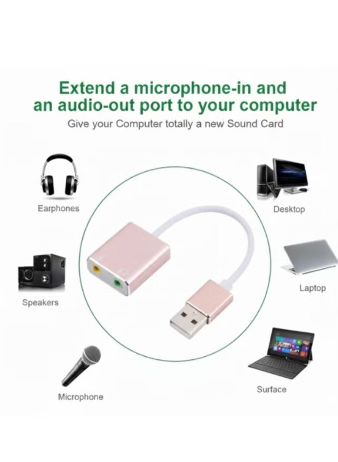 ​كابل كونف محول بطاقة صوت خارجي USB 7.1 مزود بمقبس سماعة رأس وميكروفون 3.5 ملم - Image 3
