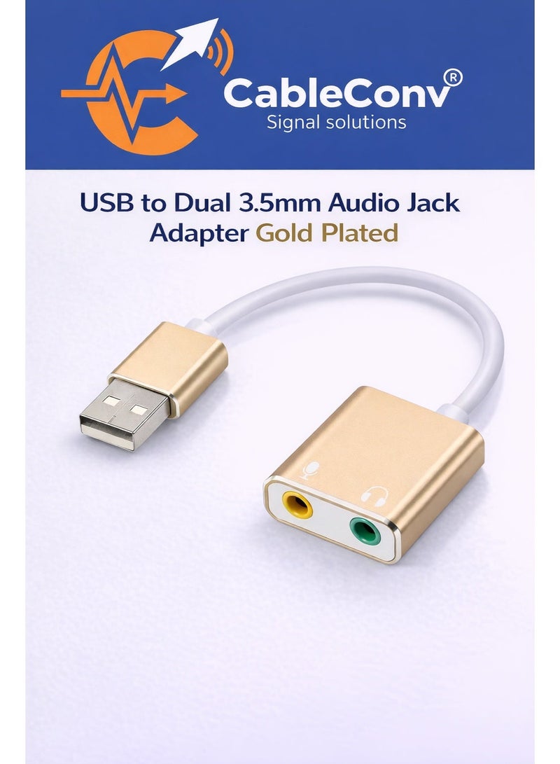 ​كابل كونف محول بطاقة صوت خارجي USB 7.1 مزود بمقبس سماعة رأس وميكروفون 3.5 ملم - Image 1