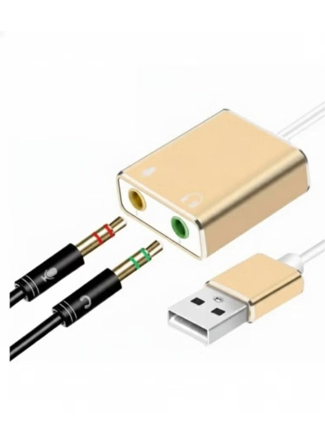​كابل كونف محول بطاقة صوت خارجي USB 7.1 مزود بمقبس سماعة رأس وميكروفون 3.5 ملم - Image 2