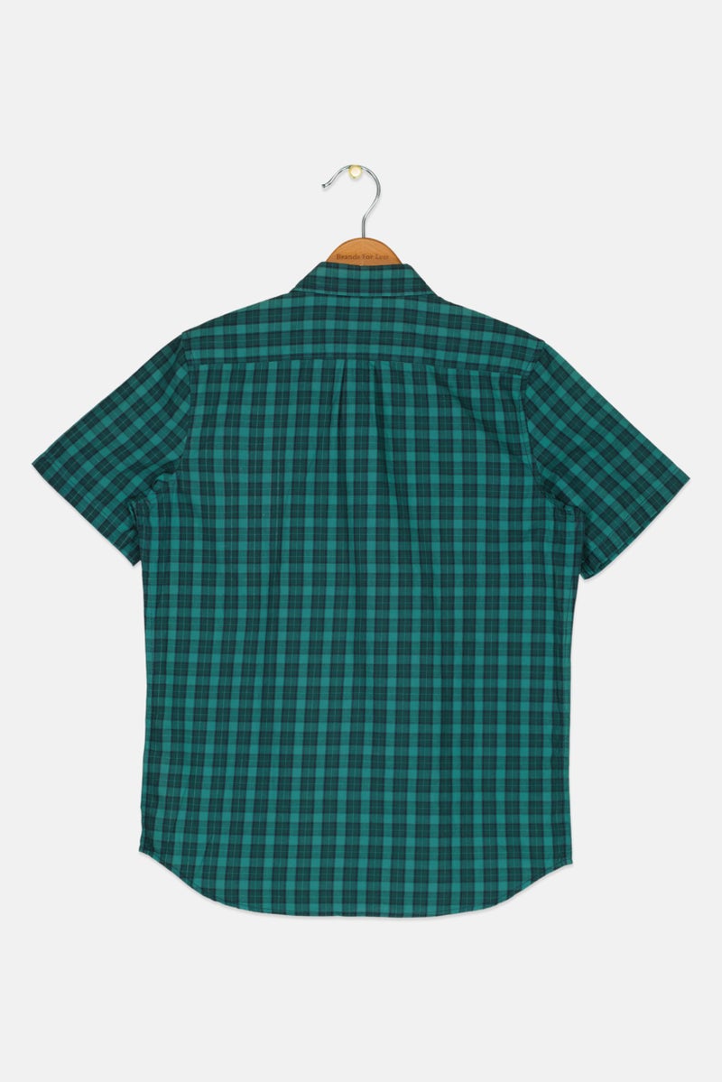 GAP Kids Boy Checkered Short Sleeves Casual Shirt, Green  - Image 2