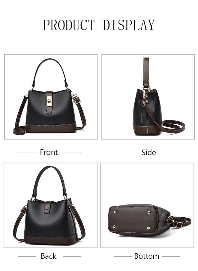 DUNISO Bucket Bag For Women Faux Leather Shoulder Handbag with Detachable Strap Large Capacity Waterproof Tote Bag Crossbody Bag Elegant Shoulder Bag for Girl Friend Wife Mother  - Image 3