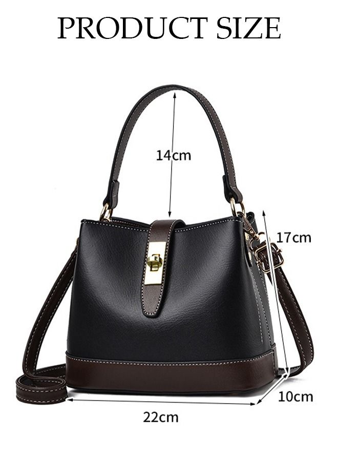 DUNISO Bucket Bag For Women Faux Leather Shoulder Handbag with Detachable Strap Large Capacity Waterproof Tote Bag Crossbody Bag Elegant Shoulder Bag for Girl Friend Wife Mother  - Image 4