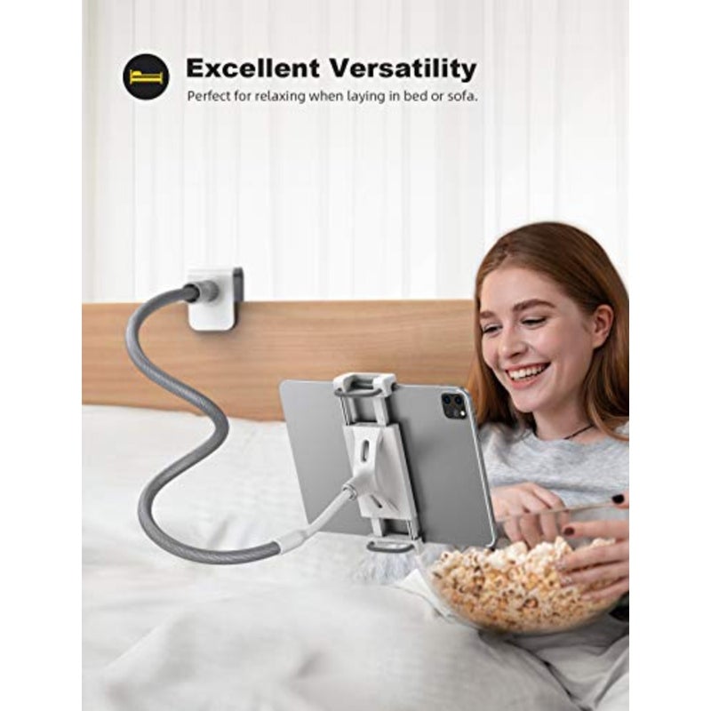 حامل تابلت Gooseneck، حامل تابلت Lamicall: حامل تابلت بمشبك ذراع مرن متوافق مع iPad Mini Pro Air، Switch، Galaxy Tabs، المزيد من الأجهزة 4.7-10.5 بوصة - رمادي... - Image 4