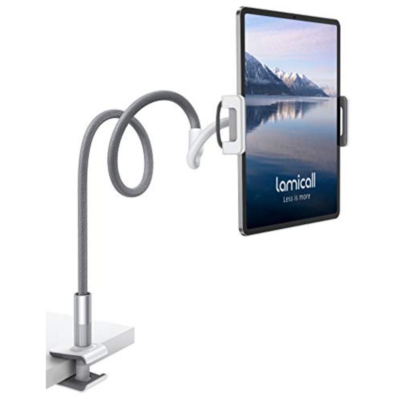 حامل تابلت Gooseneck، حامل تابلت Lamicall: حامل تابلت بمشبك ذراع مرن متوافق مع iPad Mini Pro Air، Switch، Galaxy Tabs، المزيد من الأجهزة 4.7-10.5 بوصة - رمادي... - Image 1