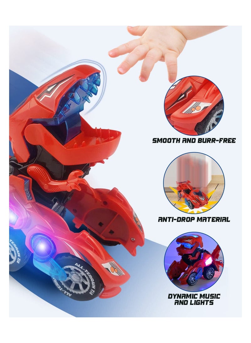 KASTWAVE Transforming Dinosaur Car Toys, Sound and LED Transforming Dinosaur Car, 2 in 1 Automatic Dinosaur Transform Car Toy, Dinosaur Transformer Toy for 3 to 7 Year Old Kids - Image 4