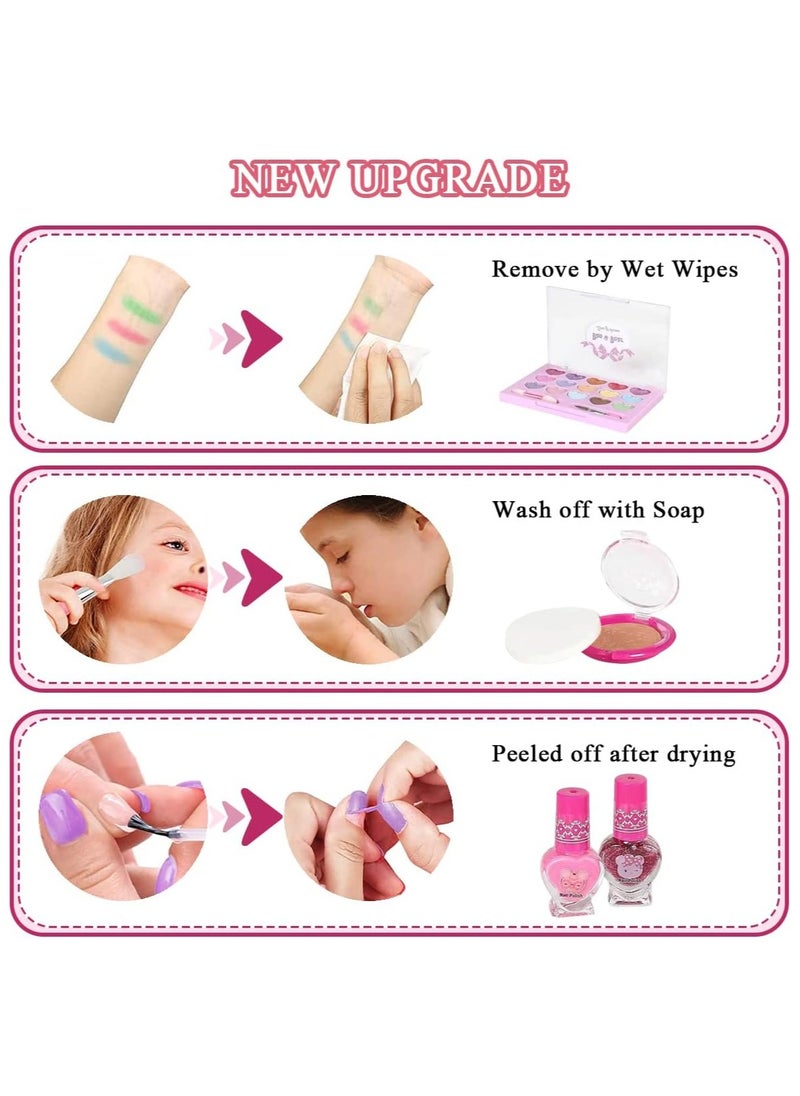 YelaJoy Kids Makeup Kit for Girls Princess Cosmetic Set for Children Real Washable Play Pretend Makeup Set Non-Toxic Makeup Toys Kit Toddler Cosmetic Gift Case for Little Girls Makeup for Kids Birthday Gifts  - Image 3